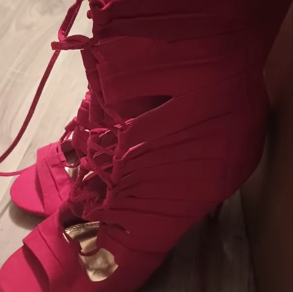 Liliana high heels red open toe sandals - Picture 2 of 9